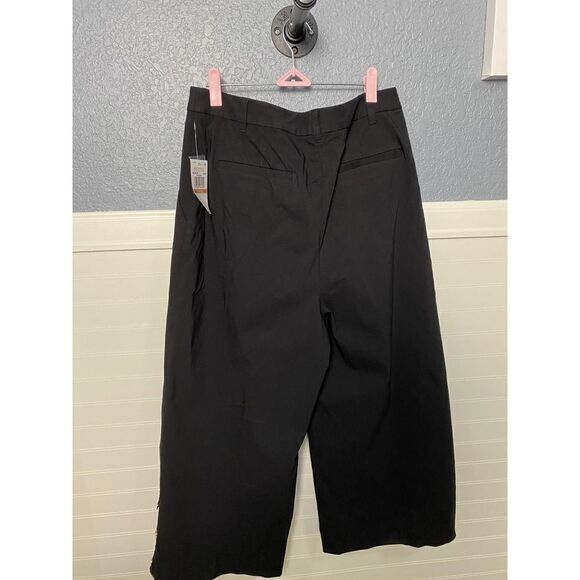 Michael Kors Black Button Detail Wide Leg Cropped Dress Pants Size 12 NWT - Picture 9 of 9
